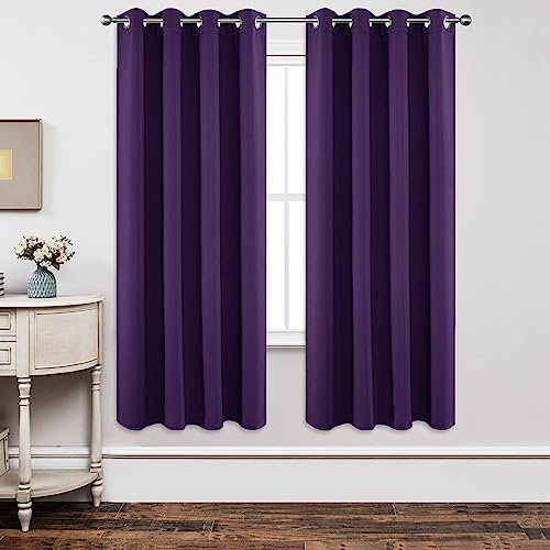 Joydeco Tende Oscuranti per Interni 2 Pezzi L 140 x A 175, Tende Termiche con Occhielli Viola Scuro per Soggiorno Moderne, Cameretta Bambini, Camera