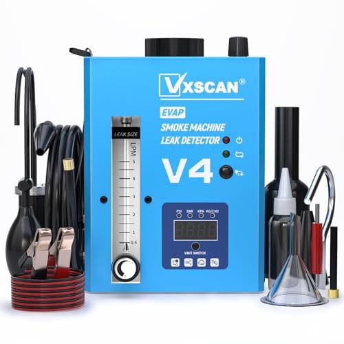 VXSCAN V4 Machine Fumée Voiture EVAP Machine a Fumée Voiture avec Manomètre Numérique et Débitmètre d'air Machine Fumée Automotive Convient à Toutes Les Voitures, Motos, Camions et Bateaux 12V