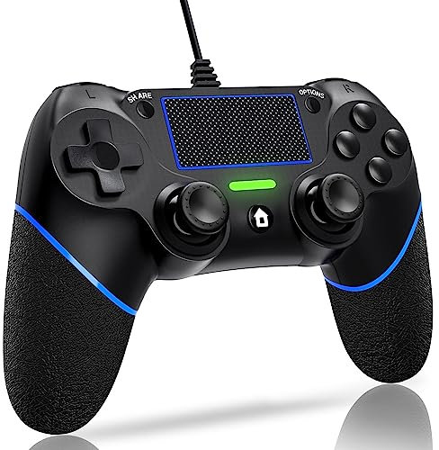 DIANVEN Manette filaire pour manette PS4 filaire pour Sony Playstation 4/Pro/Slim et PC Windows 11/10/8/7 avec double moteur de vibration et de mouvement, contrôleur PC filaire pour télécommande PS4