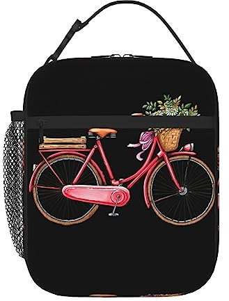 PIXOLE Lonchera retro roja para adultos, para el trabajo de oficina, lonchera para hombres y mujeres, lonchera portátil reutilizable con aislamiento