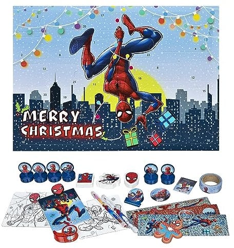 Undercvover SPAN8025 - SPIDERMAN Adventskalender für Kinder, Mehrfarbig, ca. 45x32x3cm
