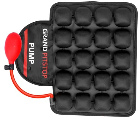 GRAND PITSTOP Coussin de siège gonflable de moto avec pompe de remplissage d'air, coussins d'air gonflables à bulles avec housse en maille respirante et fond antidérapant, compatible avec siège