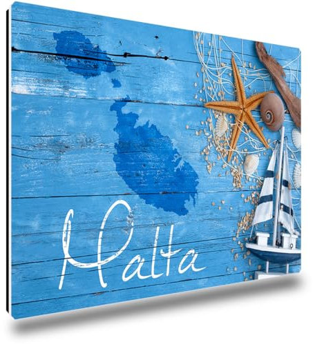 TRIOSK Kühlschrankmagnete Mediterran Magnet Insel Malta Spruch Souvenir Geschenk Maltaliebe für Reiselustige Frauen Männer Weltenbummler Kühlschrank stark eckig groß 85x55 mm