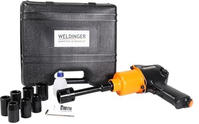 WELDINGER profi Druckluft Schlagschrauber mit Nüssen im Koffer Schlagkraft: 550 Nm
