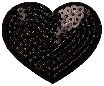 SYSUII 10PCS Bestickte Patches zum Aufbügeln Glitzer Pailletten Herzform Bestickte Aufnäher Bügelflicken Patches Applikation Aufnäheraufkleber für Hut,Jeans,Jacken Rucksäcke,DIY-Zubehör-Schwarz