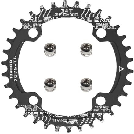 yongness Plato de manivela de Bicicleta Plato Estrecho y Ancho 34T Plato de Bicicleta de Plato único con Dientes positivos y Negativos 104BCD Adecuado para Bicicletas MTB y de Carretera Negro