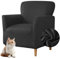 Highdi Stretch Sesselbezug Samt Sesselhusse Sesselschoner rutschfest mit Armlehnen, Sofa Überzug 1 Sitzer Sesselüberwurf für Relax-Sessel, Cocktailsessel, Clubsessel, Universal (Schwarz)