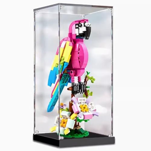 Espositore trasparente in acrilico per Lego 31144 pappagallo rosa, antipolvere, compatibile con Lego 31144, scatola antipolvere 15 x 15 x 25 cm (solo vetrina) (2 mm)