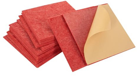 Akustikplatten Selbstklebend,12 Stück Hohe Dichte Schallabsorber, Schalldämmung Wand, Akustikschaumstoff-Matten, Akustikpaneele für Decken, 30*30*0.9cm (Rot)