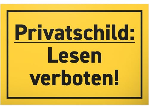 DankeDir! Cartel privado de lectura con texto en alemán Verboten - Cartel de plástico 30 x 20 cm - Regalo para puerta - Regalo para fiestas, decoración de oficina, idea de regalo para colegas y