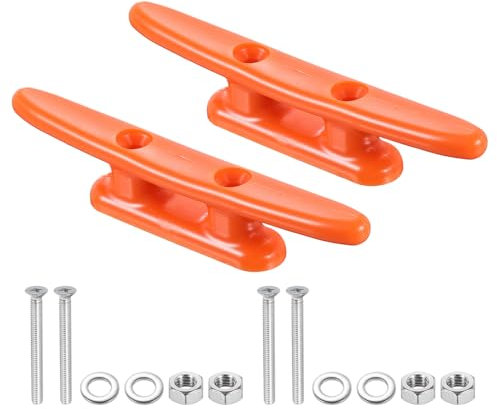 PATIKIL 4 Inch Nylon Boat Dock Cleat 2 Pack Kayak Rope Tie Cleat with Screws for Boat Docks Kayaks Marine Nautical Decor, Orange