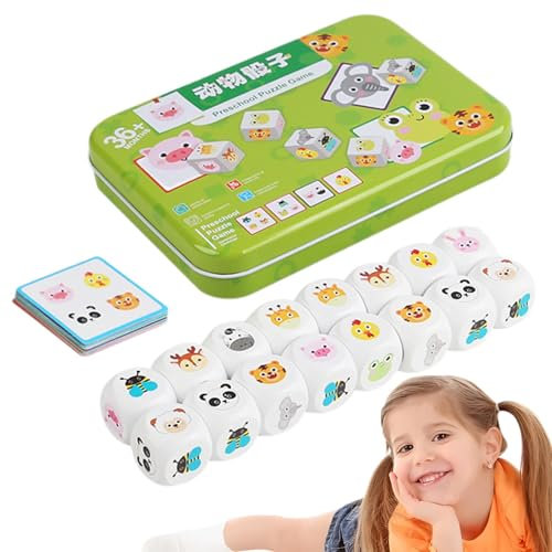 Tier-Würfelspiel, Tier-Matching-Spiel,Lern-Matching-Spiel aus - Passende Cartoon-Spielzeuge für Kinder, niedliche Lernspielzeuge für Familien, Picknicks, Reisen