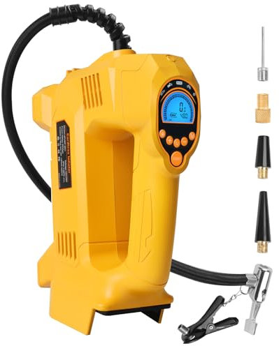 Powarobor Cordless Tyre Inflator Air Compressor for Dewalt 18V Battery,150PSI Handheld Air Pump with Digital Pressure Gauge and LED Light for Cars Motorcycles Bicycles Balls (Tool only,no Battery)