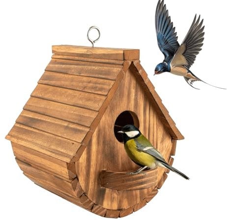 Nistkasten für Wildvögel,Aufhängen Kiefernholz Vogelhaus für Gartenvögel,Wetterfest und Langlebig Nisthaus für draußen,ideales Zuhause für Meisen, Spatzen & andere Wildvögel.