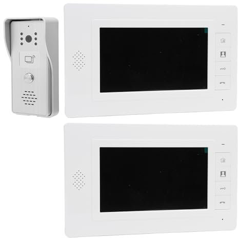 di Videocitofono, Kit Videocitofono Cablato con Monitor da 2 Pezzi da 7 Pollici, di Videocitofono per Campanello Video Esterno per Interni per Villa Appartamento Ufficio (Spina