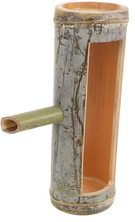 BELLIFFY Handgefertigter Bambuswasserbrunnen Mit Auslauf Natürlicher Bambusrohr-Zen-brunnen Für Aquarien Und Teichdekoration Dekorativer Feng Shui Für Garten Und Innenräume