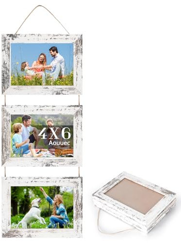 Wall Hanging Frame 5 x 7 Inch (13×18 cm) Collage 3 Picture frames, Wooden Horizontal Collage White Triple Frame Made to Display 4 x 6 inch (10×15 cm) Photos for Wall Decoration
