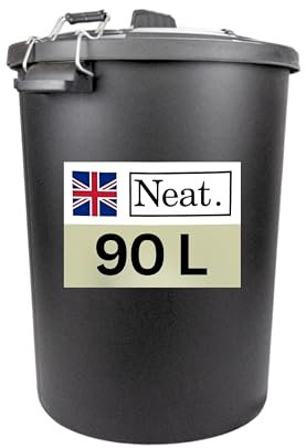 NeatPlastics Dustbin 90 L, Large Dustbin for Garden with Heavy-Duty Weather Resistant and Food Grade Material, Trash Can Garbage Bin With 2 Clip Locking Lid for Indoor & Outdoor Waste, Pack of 1