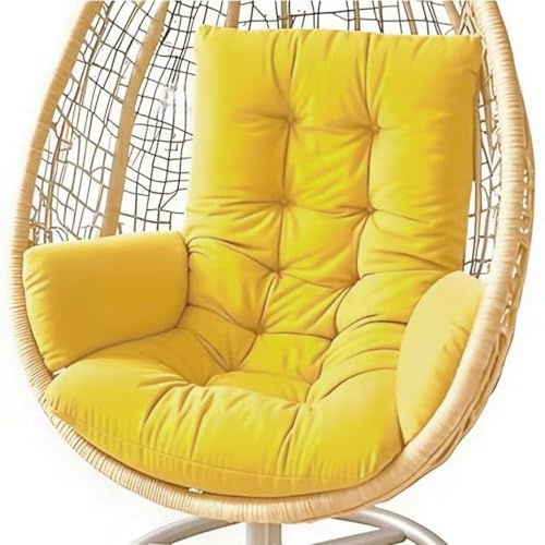 AQIGR Hängesessel Kissen, Garten Polster, Auflage für Hängeschaukel, Hängekorb Sitzkissen, Waschbar Schaukelstuhl Sitzkissen Hängestuhl Sitzauflage(Gelb)