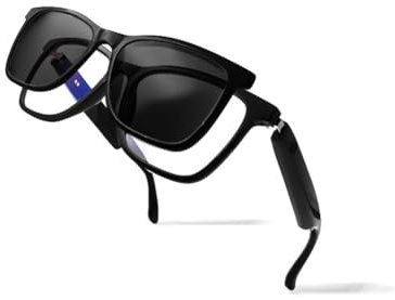 Orolotay Magnetic Smart Glasses with Blue Light Filtering & Polarized Lenses Voice Assistant, UV400 Protection Polarized Gray