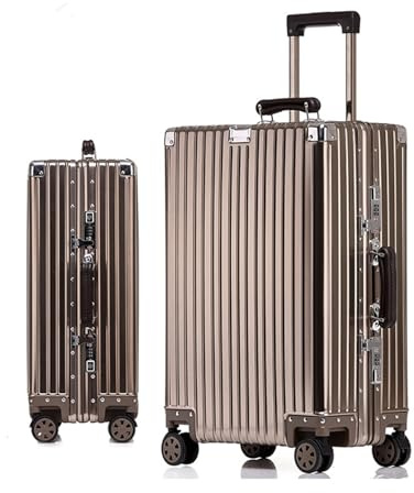 GIIYOEW Aluminium Suitcase Large Silver Suitcase Cabin Suitcase Hand Luggage Suitcase with Spinner Wheels TSA Combination Lock (2, 29in)