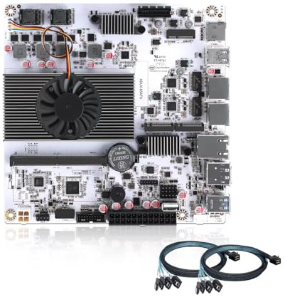SJRC NAS Motherboard with 10 GbE RJ45, N355(N100 Update) Mini ITX Mainboard Dual Port i226V 2.5Gb, 2xM.2 NVMe NAS Board 8 Bay SATA, 16G DDR5 RAM 256G SSD, USB-C (2xSFF-8643 Cable)