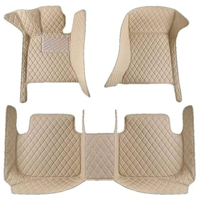 Fussmatten Auto für VW Passat B6 2005 2006 2007 2008 2009 2010, VollstäNdige Abdeckung Leder Fußmatten Wasserdicht rutschfest Innenraum Zubehör,Beige