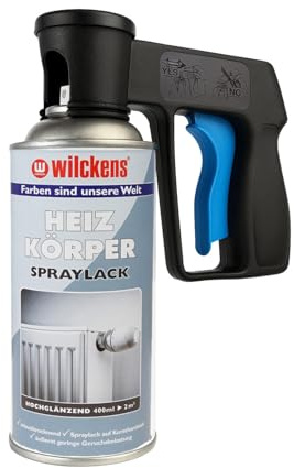 ARLI Set: Heizkörperlack Spray weiß hochglänzend 400ml RAL 9010 + Sprühpistole Pistolengriff für Spraydosen Set für Heizkörper Wasserleitungen Radiatoren Warmwasserrohre