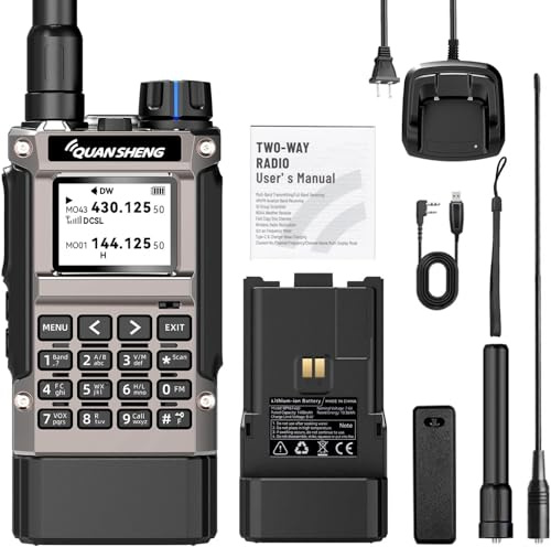 QUANSHENG UV-K1(8) Amateur Radio Dual-Band VHF/UHF 5W Walkie Talkie | QUANSHENG UV-K1(8) Dual-Band Radio 5W 144-146/430-440 MHz, Reception 50-600 MHz Aviation AM, 200 Channels, 2500 mAh