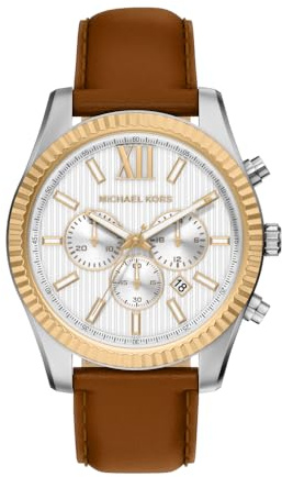 Michael Kors Lexington Uhr für Herren, 45mm Quarz-Chronographenwerk mit Edelstahlarmband