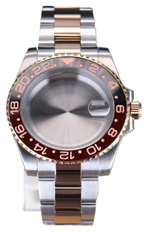 Gladiaond 1 Stück 40-mm-Taucheruhrengehäuse Root Beer GMT Rose for NH35, NH36, NH38/34, Miyota 8215, ETA 2824 Automatikwerk, 28,5-mm-Zifferblatt