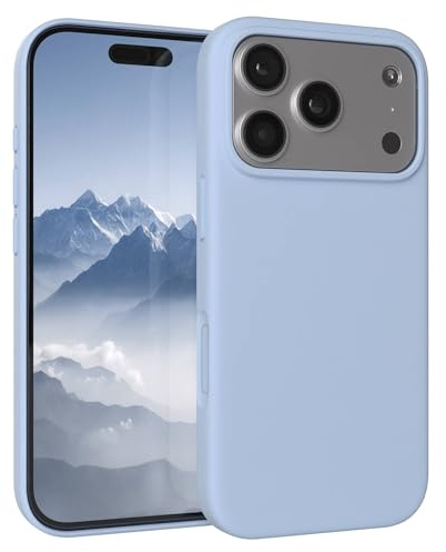 EAZY CASE Premium Silikon Hülle für iPhone 17 Pro - Handyhülle, Stoßfest, Schutzhülle mit Kameraschutz, Kratzfester weicher Mikrofaser-Innenfutter, Slim Silikon Cover Case Bumper - Hellblau Blau