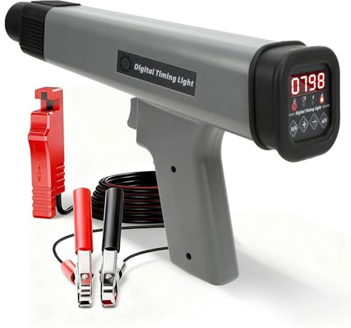 Pistolet lumineux d'allumage avec affichage numérique LED et compte-tours, 12 V, pistolet à temps d'allumage réglable, lampe stroboscopique pour moteurs à essence à temps, pistolet d'allumage pour