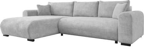 Mirjan24 Ecksofa Merkos, Eckcouch, Couch mit Schlaffunktion und Bettkasten, Wohnlandschaft, Bettfunktion L-Form Sofa, Ottomane universell (Lumo 65)