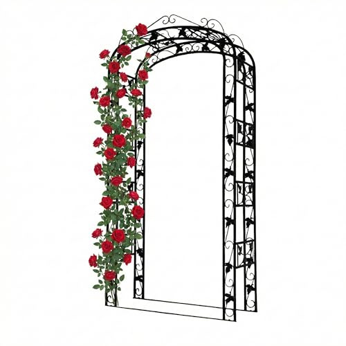 Relaxdays Rosenbogen, Metall, Torbogen Garten, HxBxT: 240 x 120 x 45 cm, Stabiler Rankbogen für Kletterpflanzen, schwarz