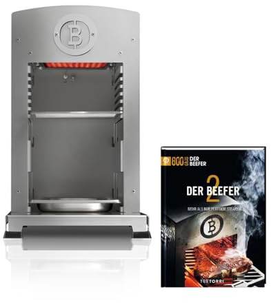 E-Beefer Pro 800°C Oberhitzegrill Elektrogrill Edelstahl mit Kochbuch Der Beefer 2 im Set