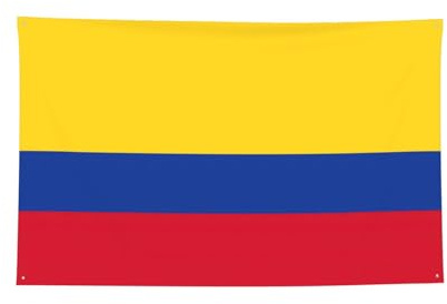 Bandera de Colombia impresa con cuatro agujeros decorados, bordes cosidos, bandera de pared para decoración de pared de oficina y hogar