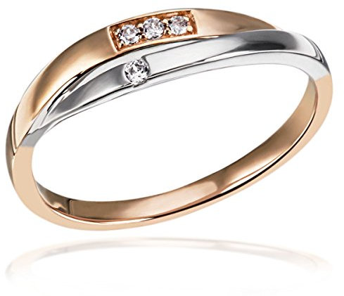 Goldmaid Damen-Ring 2-teilig 375 Bicolor Diamant (0.04 ct) weiß Brillantschliff Gr. 58 (18.5)-Pa R6757RW58 Verlobungsring Diamantring