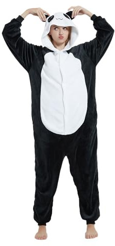 Einhorn Kostüm Pyjamas Tierkostüm Schlafanzug Verkleiden Cosplay Kostüm zum Karneval Fasching Flanell Warm (L: für Höhe 168-177 cm, Panda)