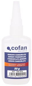 Cofan Adhesivo cianoacrilato de alta viscosidad | Cantidad: 50 g | Pegamento instantáneo de cianoacrilato transparente | Multiusos