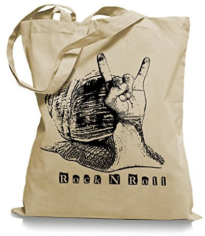 Ma2ca® Rock n Roll Slug - Jutebeutel Stoffbeutel Tragetasche/Bag WM101-sand