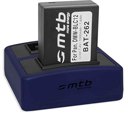 Batterie + Double Chargeur Compact (USB) pour Panasonic DMW-BLC12(E) / Lumix DMC-FZ200, FZ300, FZ1000, FZ2000.. / Sigma DP Quattro/Leica Q (Typ 116) - v. liste (Cable Micro USB Inclus)
