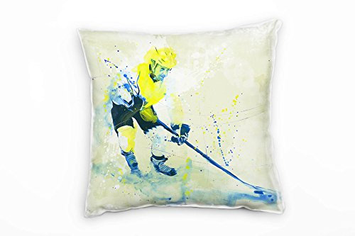 Paul Sinus Art Eishockey Deko Kissen mit Füllung 40x40cm für Couch Sofa Lounge Zierkissen - Dekoration zum Wohlfühlen