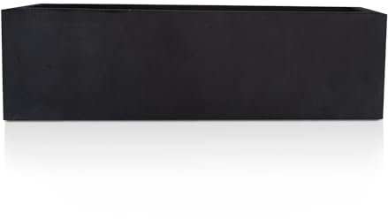 IDEALIST 60cm Long Black Window Box | Garden Planters with Drainage Holes | Reinforced Stone Windowsill Planter L60 W17 H17.5 cm, 8.5 litres