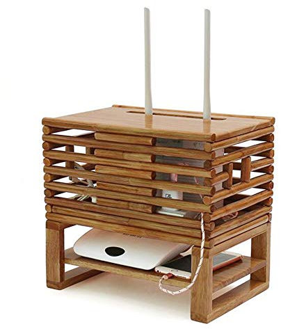 Xyanzi-TV Wall & Ceiling Mounts Wireless Router Storage Box Cable Management Box Set Top Box Shelf Storage Rack Rattan Wood, Two Styles Functional storage shelf (color : B)