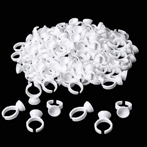 INFILILA 300PCS Disposable Rings For Lashes Disposable Ring Cups Disposable Pigment Rings Makeup Glue Holder Rings Plastic Rings For Eyelash Extension Nail Art Adhesive Glue Holders