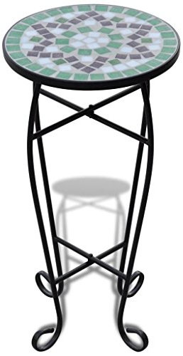 Tidyard Piante Display Stand in Metallo, Espositore per Mosaico, Stile Shabby Chic, Verde e Bianco