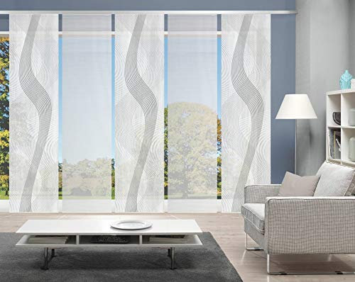 Vision S 5er-Set Schiebegardinen VALESI, halbtransparent, Höhe 260 cm, grau