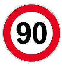Autocollant Sticker signalisation Plaque Porte Panneau limitation Vitesse 90