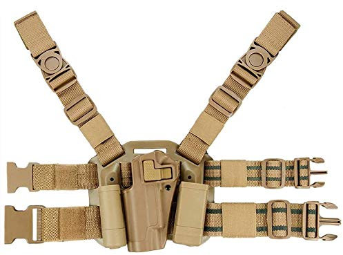 Gexgune Colt 1911 Drop Leg Holster, CQC Serpa linkes Bein Drop Leg Oberschenkel Pistole Holster Magazin & Taschenlampentasche für Colt 1911 M1911.